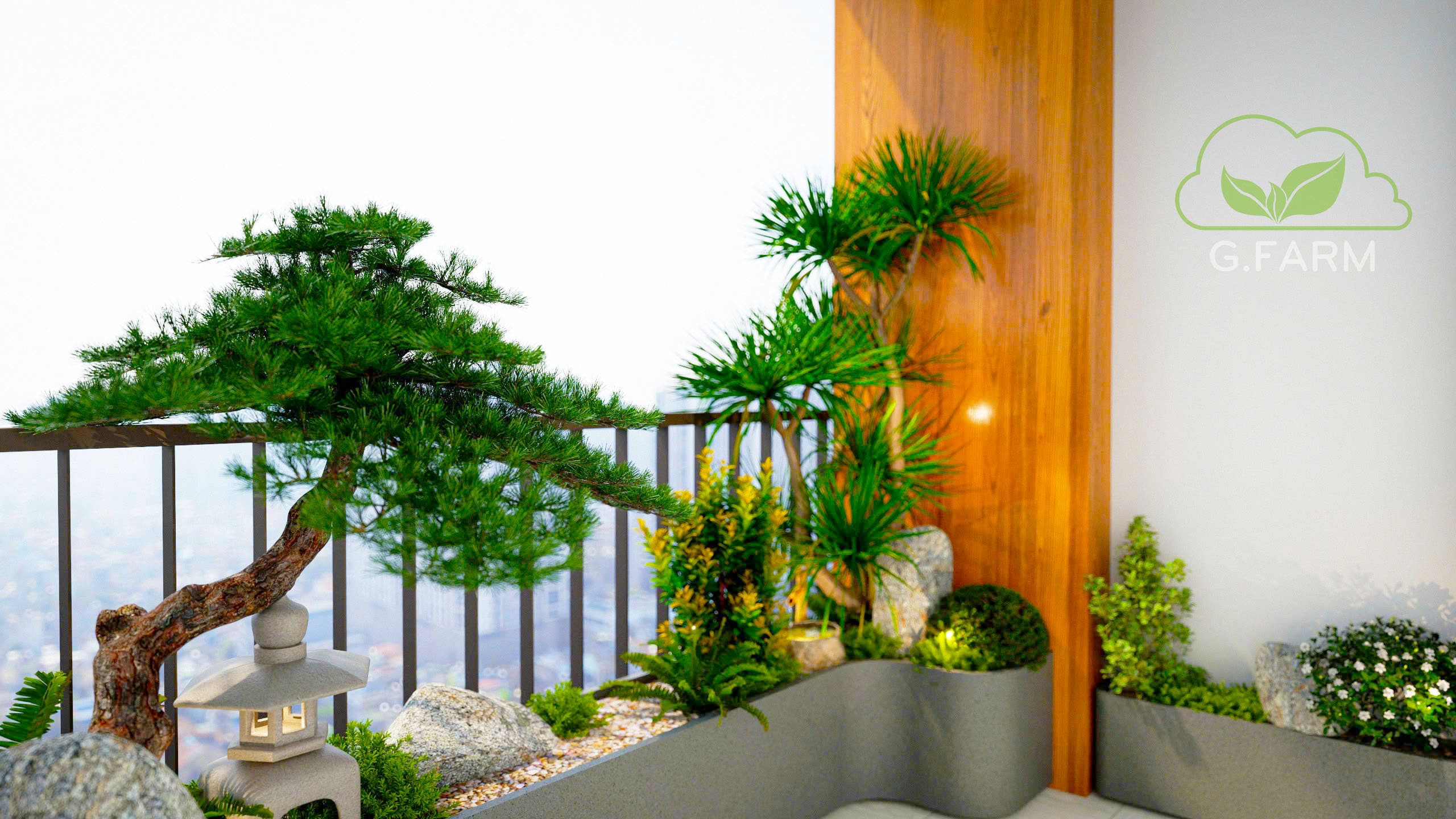 Thiết kế tiểu cảnh ban công kiểu Nhật tại Hà Nội 